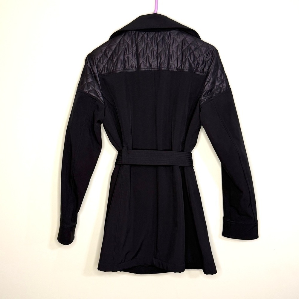 Michael Kors Black Trench Coat asymmetrical zip woman S belted jacket - Picture 5 of 12